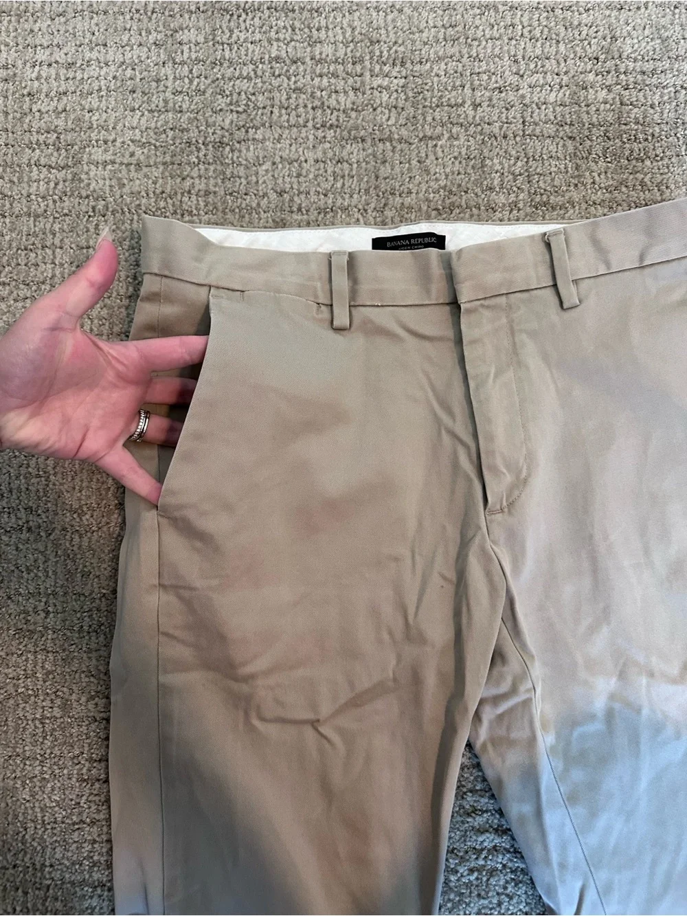Banana Republic Slim Straight Khaki Chinos - Light Beige